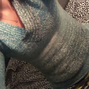 No Boundaries blue grey& teal multicolor sweater