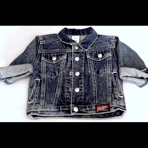 Denim blue jean snap bomber jacket 12-18mos