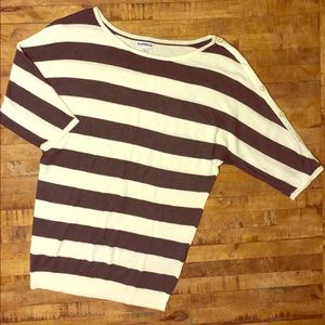 Express striped light short sleeve sweater