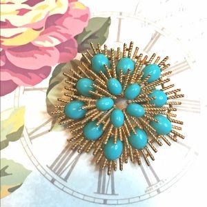 Vintage AVON Gold/Turquoise Brooch