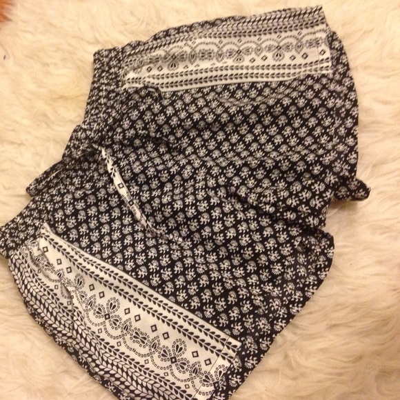black and white patterned soft shorts