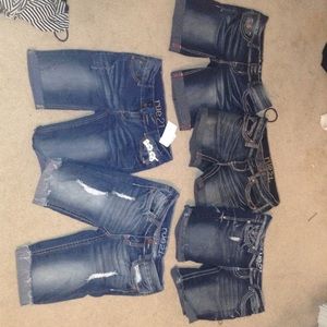 5 pairs of denim shorts