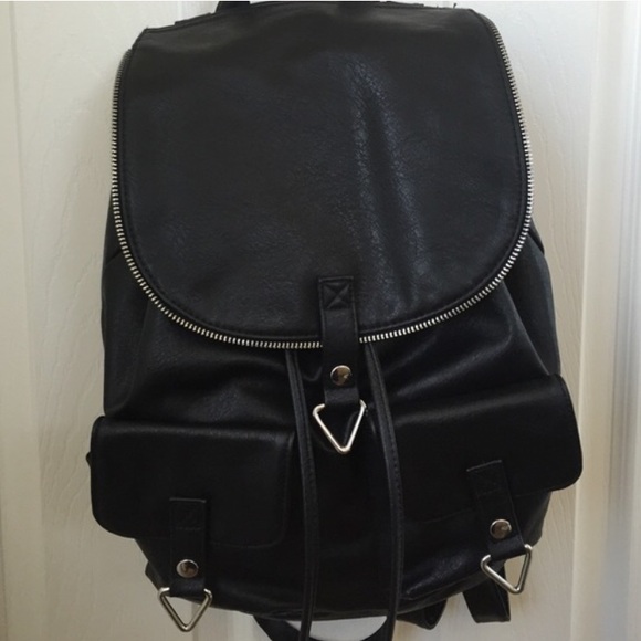 Forever21 Black Leather Backpack