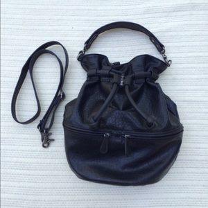 Black Leatherette Bucket Bag