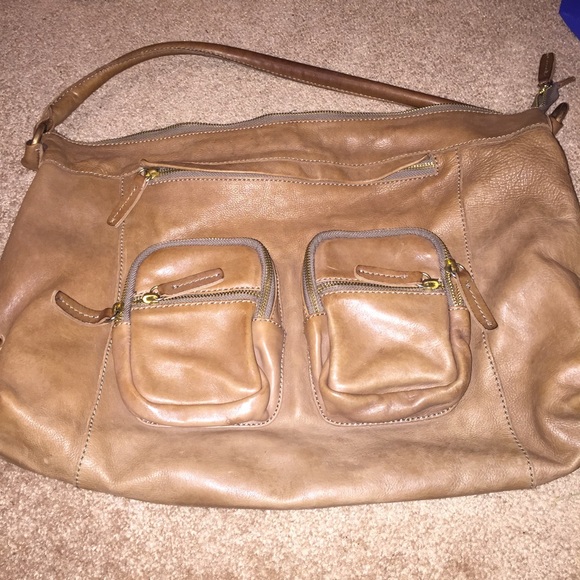 J crew 100% brown leather handbag