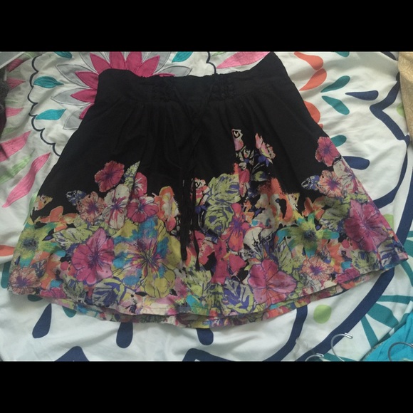 Black, floral skirt