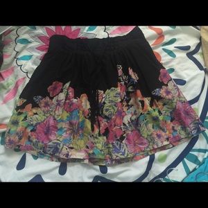 Black, floral skirt