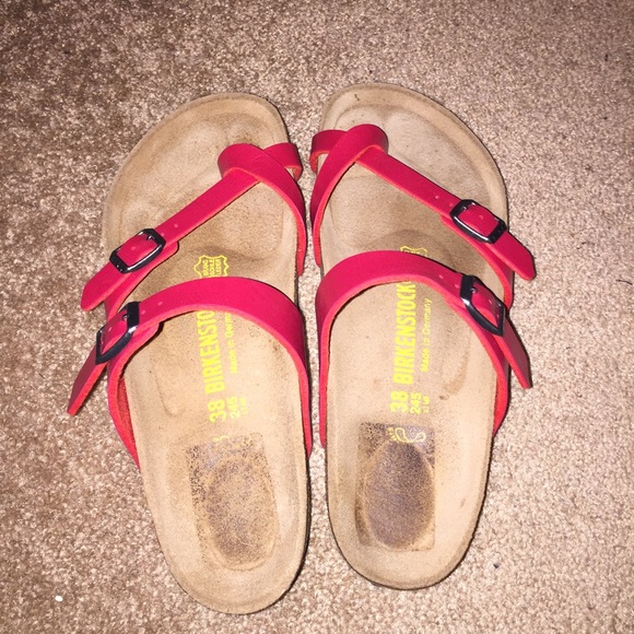 RED leather Birkenstocks