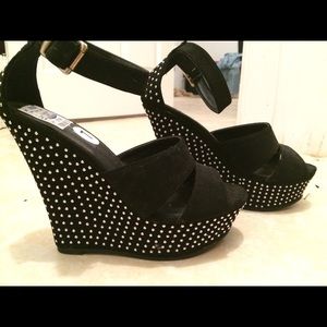 Black studded wedges