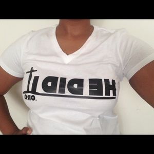 Black on White V-Neck T-Shirt