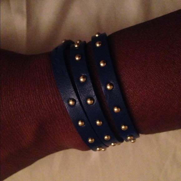 Navy with gold stud wrap around soft bracelet