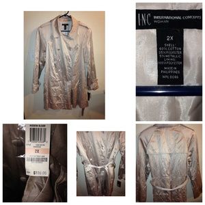 INC INTERNATIONAL CONCEPTS COAT RUCHED METALLIC 2X