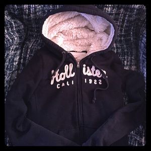 Hollister navy zip up with hood