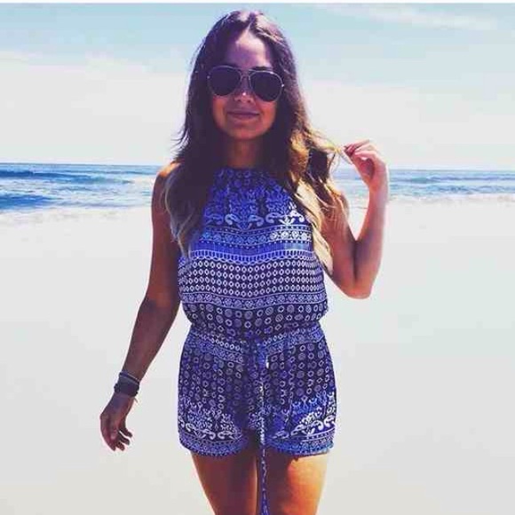 Blue print Romper