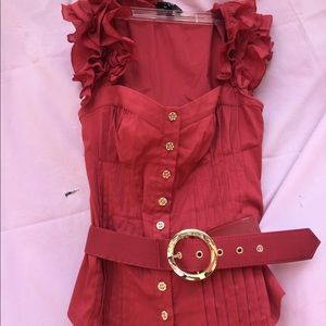 Bebe Red Ruffle Top