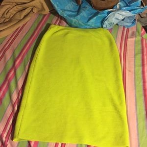 Lime green cotton Mid length skirt in size small .