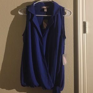 Blue dressy sleeveless shirt