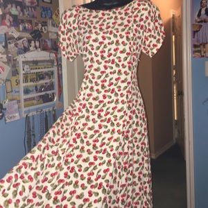 white dress with red cherries:) by