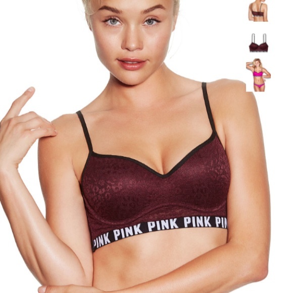 New Victoria's Secret PINK Leopard Lace Push-Up Bralette - Picture 2 of 4