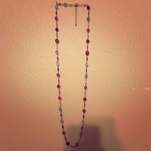 Long multi colored jewel tone necklace