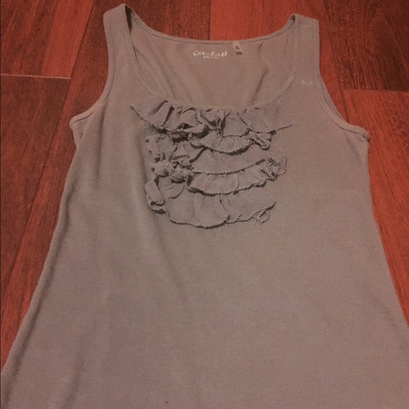 Grey ruffle tank top