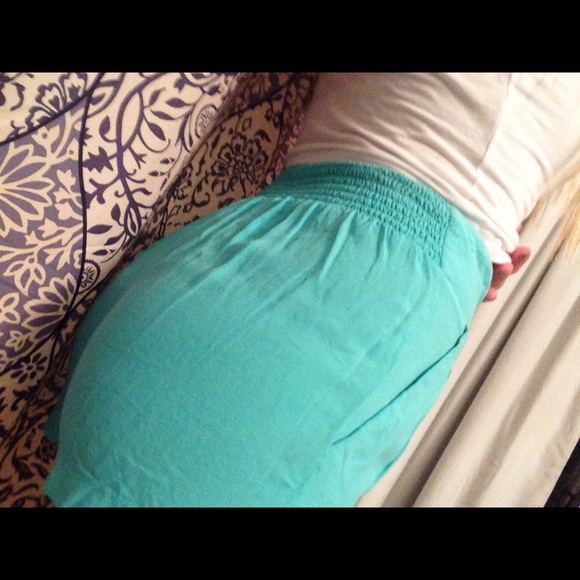 Turquoise Fabric Shorties - Picture 2 of 4