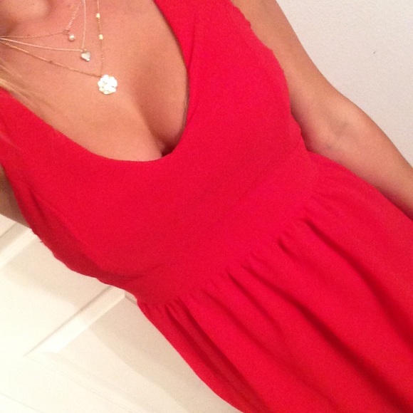 RED MINI HIGH-LOW DRESS