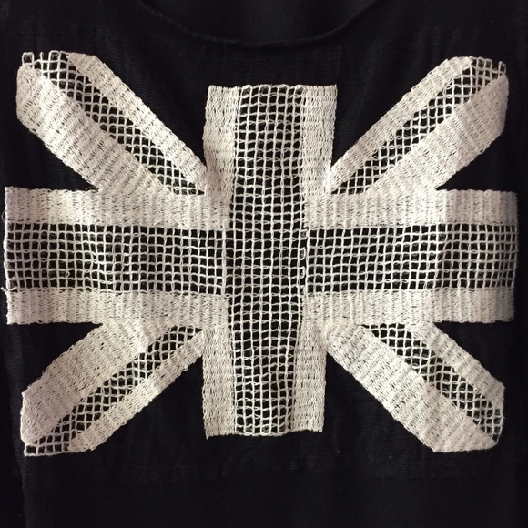 Black Cropped Tank Top. Size Small. British Flag. - Picture 4 of 4