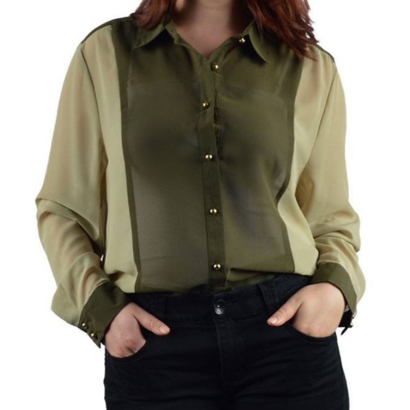 Plus size two tone chiffon blouse - Picture 1 of 2