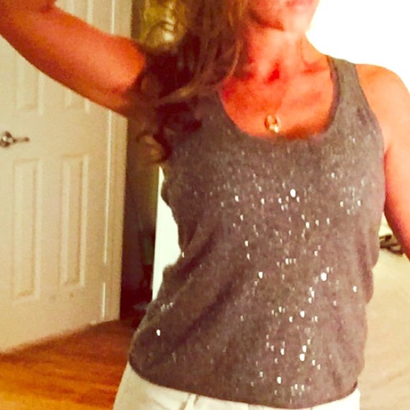 J crew sequenced gray tank