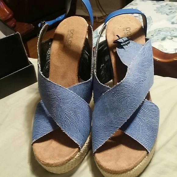 Dolce by mojo.moxy. Light Blue women's wedge