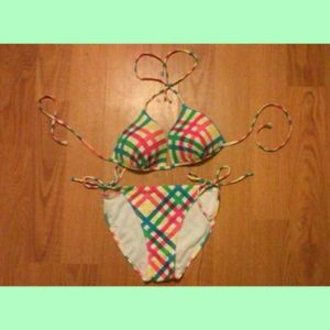 Bright Rainbow Plaid Bikini
