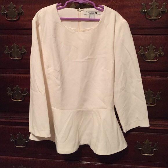 Cream long sleeve peplum