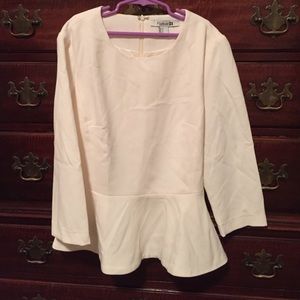 Cream long sleeve peplum
