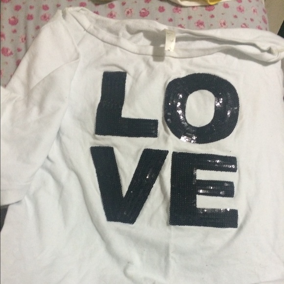 Thin white oversized sweatshirt L-O-V-E