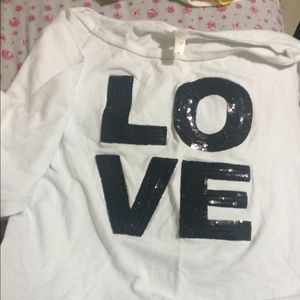 Thin white oversized sweatshirt L-O-V-E