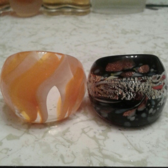 Large Beautiful Glass Handmade Rings - Picture 2 of 4