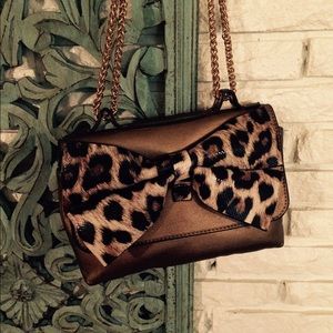 Bronze Crossbody Bag with Bow