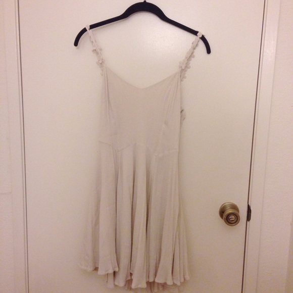 Forever 21 Cream Dress w/ Adjustable Floral Straps