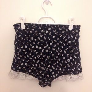 Forever 21 Floral Shorts w/ Crotchet Detail