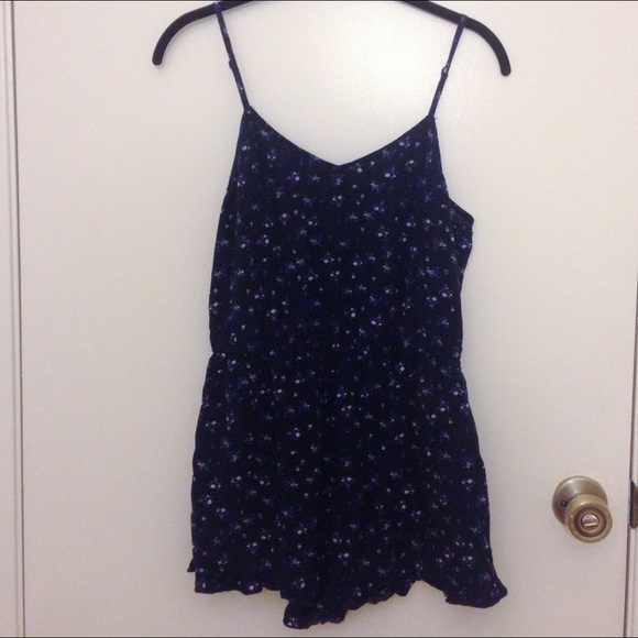 Cotton On Navy Floral Romper w/ Ruffle Details