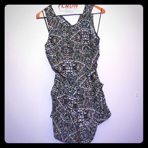 Backless tribal print romper