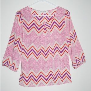 Pink purple zigzag striped shirt, lovely blouse