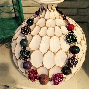 Metal & Ceramic Beaded Necklace