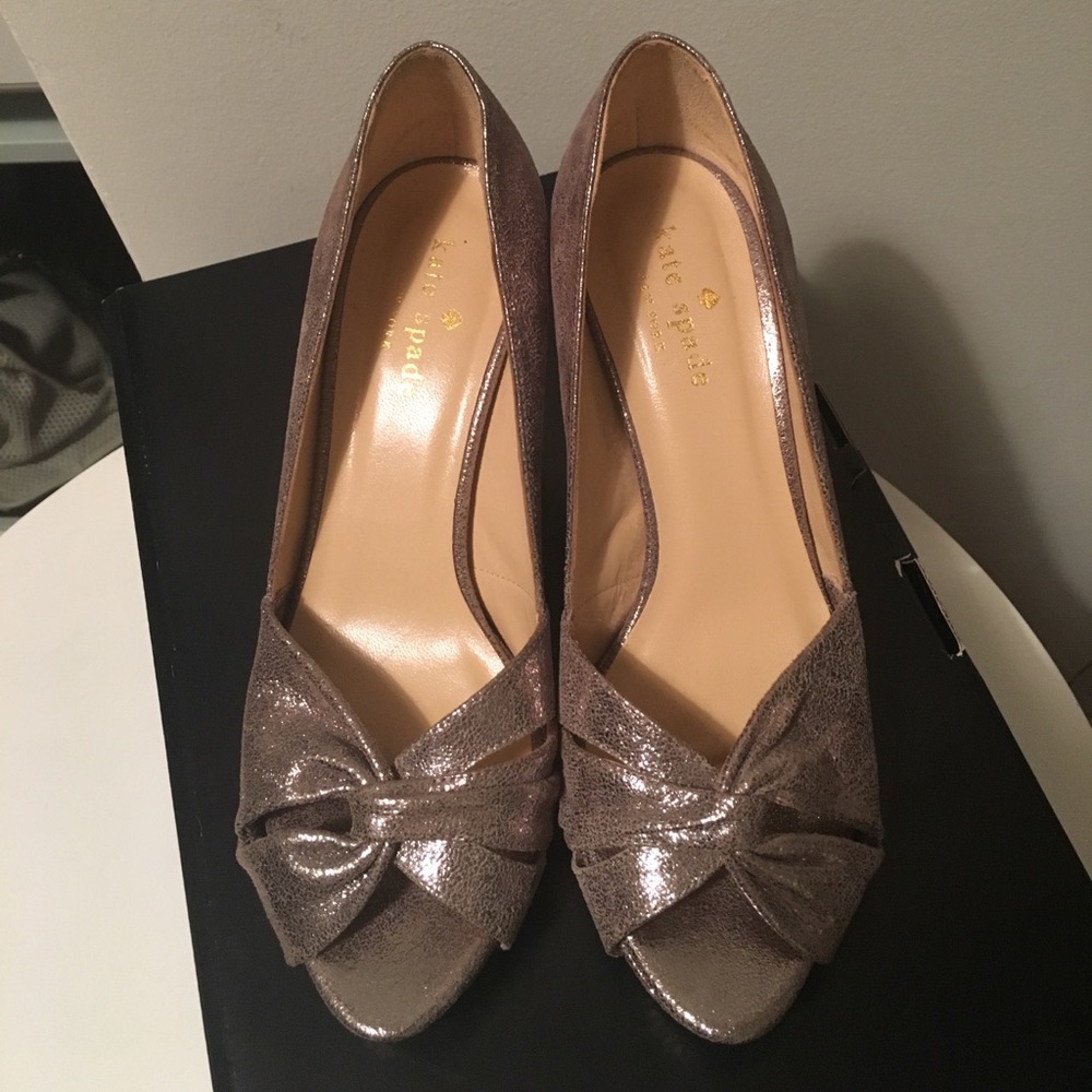 Kate Spade Pewter Peep Toe Heels