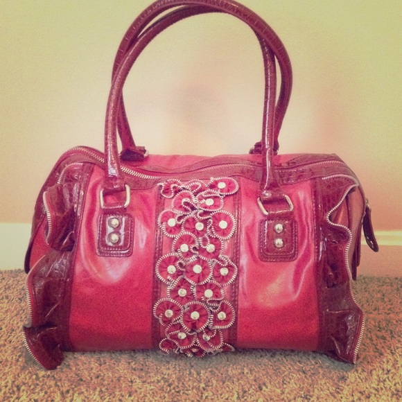 Red leather purse