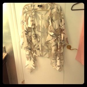 Silk & chiffon gray and white o/s fits all jacket