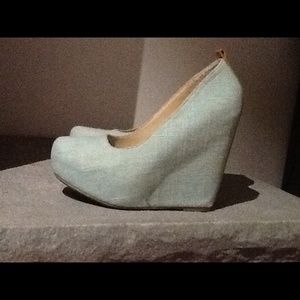 Turq. Blue wedge heel