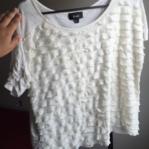 Super cute white ruffle shirt