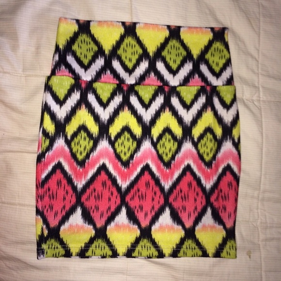 Tribal neon pencil skirt